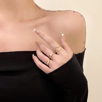 Wholesale Jewelry Simple Style Solid Color Alloy Pearl Inlay Rings main image 3