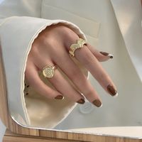 Wholesale Jewelry Simple Style Solid Color Alloy Gold Plated Irregular Plating Rings main image 3