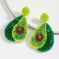 1 Pair Cute Pear Inlay Seed Bead Rhinestones Drop Earrings main image 8