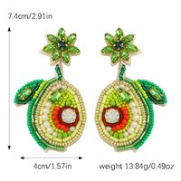 1 Pair Cute Pear Inlay Seed Bead Rhinestones Drop Earrings main image 2