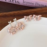 1 Pair Sweet Simple Style Bow Knot Inlay Alloy Zircon Ear Studs main image 5