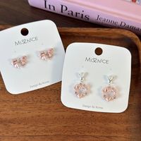 1 Pair Sweet Simple Style Bow Knot Inlay Alloy Zircon Ear Studs main image 7