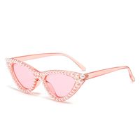 Glam Luxurious Romantic Solid Color Ac Cat Eye Inlaid Pearls Full Frame Women's Sunglasses sku image 3