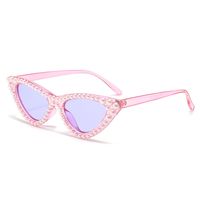 Glam Luxurious Romantic Solid Color Ac Cat Eye Inlaid Pearls Full Frame Women's Sunglasses sku image 4