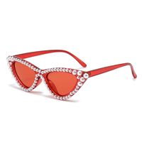 Glam Luxurious Romantic Solid Color Ac Cat Eye Inlaid Pearls Full Frame Women's Sunglasses sku image 5