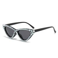 Glam Luxurious Romantic Solid Color Ac Cat Eye Inlaid Pearls Full Frame Women's Sunglasses sku image 1
