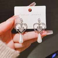 1 Pair Fashion Letter Square Heart Shape Inlay Imitation Pearl Alloy Artificial Gemstones Earrings sku image 80