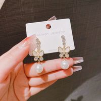 1 Pair Fashion Letter Square Heart Shape Inlay Imitation Pearl Alloy Artificial Gemstones Earrings sku image 91