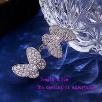Wholesale Simple Style Butterfly Copper Plating Inlay 18K Gold Plated Zircon Open Rings main image 2