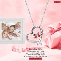 Sterling Silver Elegant Classic Style Heart Shape Solid Color Butterfly Inlay Zircon Pendant Necklace main image 4