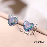 1 Pair Cute Sweet Shiny Square Oval Heart Shape Inlay Copper Zircon Ear Studs main image 4