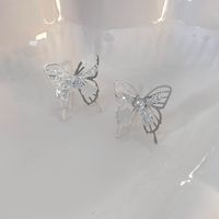 1 Pair Sweet Shiny Butterfly Inlay Copper White Gold Plated Ear Studs main image 6