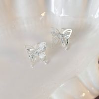 1 Pair Sweet Shiny Butterfly Inlay Copper White Gold Plated Ear Studs main image 5