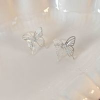 1 Pair Sweet Shiny Butterfly Inlay Copper White Gold Plated Ear Studs main image 7