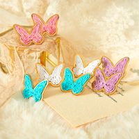 1 Pair Simple Style Classic Style Butterfly Plating 304 Stainless Steel Raffia 14K Gold Plated Ear Studs main image 1