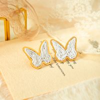 1 Pair Simple Style Classic Style Butterfly Plating 304 Stainless Steel Raffia 14K Gold Plated Ear Studs main image 3