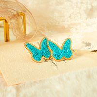 1 Pair Simple Style Classic Style Butterfly Plating 304 Stainless Steel Raffia 14K Gold Plated Ear Studs sku image 4