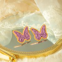 1 Pair Simple Style Classic Style Butterfly Plating 304 Stainless Steel Raffia 14K Gold Plated Ear Studs main image 4