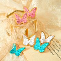 1 Pair Simple Style Classic Style Butterfly Plating 304 Stainless Steel Raffia 14K Gold Plated Ear Studs main image 6