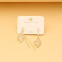 1 Pair Luxurious Artistic Leaves Plating Inlay Copper Alloy Rhinestones Zircon 14K Gold Plated Drop Earrings main image 4