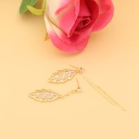 1 Pair Luxurious Artistic Leaves Plating Inlay Copper Alloy Rhinestones Zircon 14K Gold Plated Drop Earrings main image 1