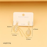 1 Pair Luxurious Artistic Leaves Plating Inlay Copper Alloy Rhinestones Zircon 14K Gold Plated Drop Earrings sku image 1