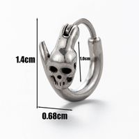 1 Piece Vintage Style Star Solid Color Skull Stainless Steel Ear Studs sku image 11