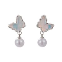 1 Pair Glam Shiny Butterfly Plating Alloy White Gold Plated Drop Earrings main image 4