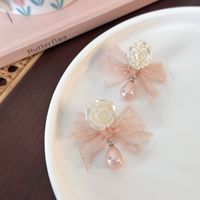 1 Pair Elegant Princess Bow Knot Resin Lace Drop Earrings main image 8