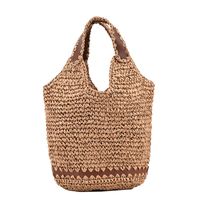 Women's Straw Color Block Vacation Open Underarm Bag sku image 1