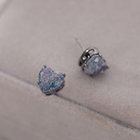 1 Paire Mignon Sucré Brillant Carré Ovale Forme De Cœur Incruster Le Cuivre Zircon Boucles D'Oreilles sku image 9