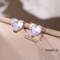 1 Pair Cute Sweet Shiny Square Oval Heart Shape Inlay Copper Zircon Ear Studs main image 2
