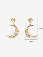 1 Pair Simple Style Moon Plating Inlay Alloy Artificial Pearls Zircon Gold Plated Drop Earrings main image 2