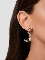 1 Paire Style Simple Lune Placage Incruster Alliage Perles Artificielles Zircon Plaqué Or Boucles D'oreilles main image 1