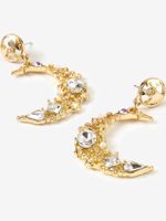 1 Pair Simple Style Moon Plating Inlay Alloy Artificial Pearls Zircon Gold Plated Drop Earrings main image 4