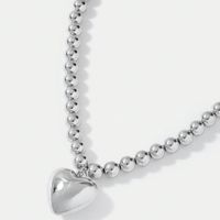 Simple Style Classic Style Heart Shape Alloy Beaded Chain Women's Pendant Necklace main image 3