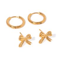 1 Pair Simple Style Classic Style Bow Knot Plating 304 Stainless Steel 18K Gold Plated Ear Studs main image 5