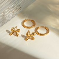 1 Pair Simple Style Classic Style Bow Knot Plating 304 Stainless Steel 18K Gold Plated Ear Studs main image 1