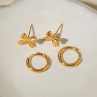 1 Pair Simple Style Classic Style Bow Knot Plating 304 Stainless Steel 18K Gold Plated Ear Studs main image 4