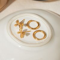 1 Pair Simple Style Classic Style Bow Knot Plating 304 Stainless Steel 18K Gold Plated Ear Studs main image 2
