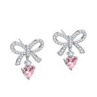 1 Pair Simple Style Classic Style Heart Shape Inlay Sterling Silver Zircon Ear Studs main image 8