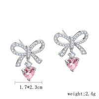 1 Par Estilo Simple Estilo Clásico Forma De Corazón Embutido Plata Esterlina Circón Pendientes sku image 2