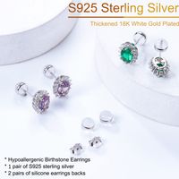 1 Pair Elegant Shiny Solid Color Plating Inlay Sterling Silver Zircon Silver Plated Ear Studs main image 3