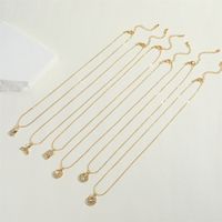 Copper 14K Gold Plated Vintage Style Simple Style Commute Hollow Out Inlay Penguin Round Fish Tail Zircon Pendant Necklace main image 5