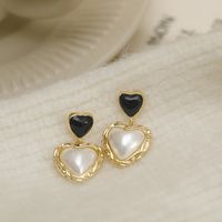 1 Pair Simple Style Solid Color Plating Inlay Copper Pearl 18K Gold Plated Ear Studs main image 4
