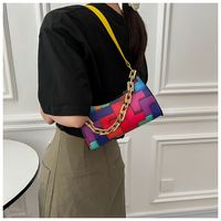 Women's Medium Pu Leather Stripe Streetwear Zipper Underarm Bag main image 3