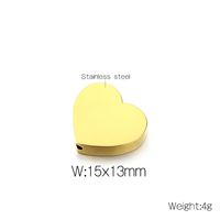 1 Stück 15*13mm Durchmesser 10mm Rostfreier Stahl 18 Karat Vergoldet Herzform Poliert Perlen main image 3
