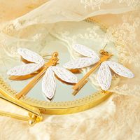 1 Pair Vacation Beach Dragonfly Plating 304 Stainless Steel 14K Gold Plated Drop Earrings main image 5