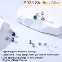 1 Pair Elegant Shiny Solid Color Plating Inlay Sterling Silver Zircon Silver Plated Ear Studs main image 4