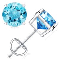 1 Pair Elegant Shiny Solid Color Plating Inlay Sterling Silver Zircon Silver Plated Ear Studs sku image 3